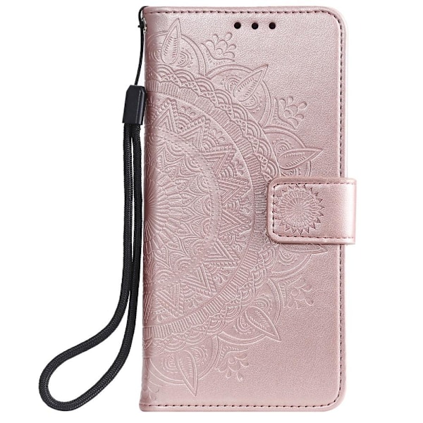 iPhone 13 - Tryckt Mandala Läder Fodral - Roséguld