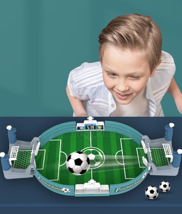 Mellemstort to-spiller bordfodboldssæt med 2 bolde til direkte kampe – Pædagogisk brætspil