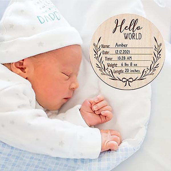 Träskylt för Bebisannonsering, Födelseannonseringsskylt, Nyfödd Present till Babyshower, Bebisnamnannonseringsskylt Souvenir för Sjukhus att Dela