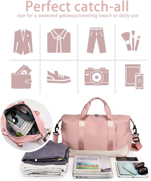 Duffelbag for menn og kvinner - rosa - med skolomme og v