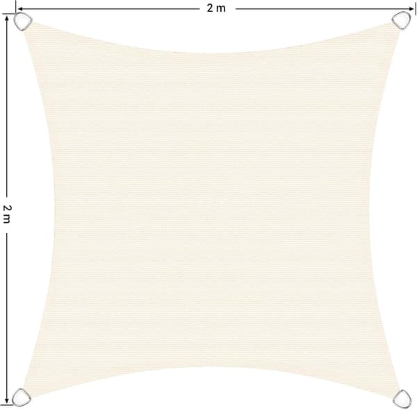 2 x 2 m solseil, strukket lerret, HDPE, utendørs solbeskyttelse