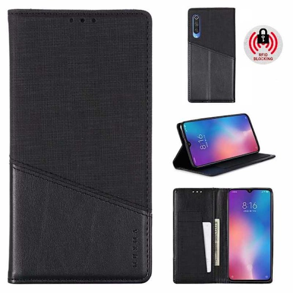 Xiaomi Mi 9 Elegant Fodral i PU-Läder med RFID Block Svart