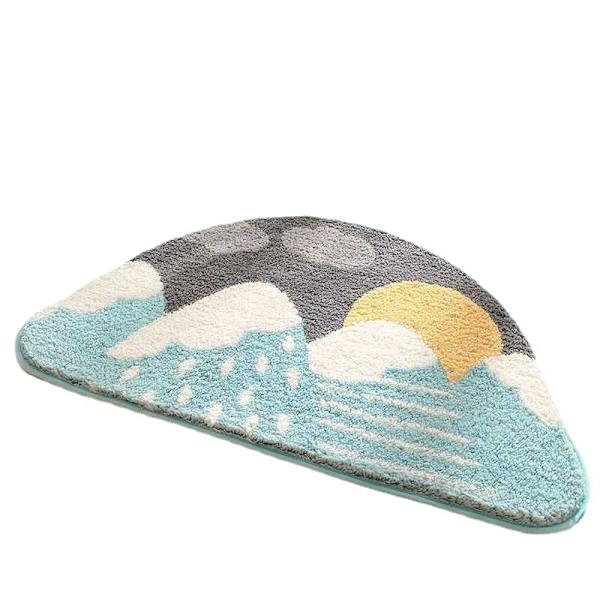 Farget Halvrund Mikrofiber Sklisikker og Absorberende Matte til Bad