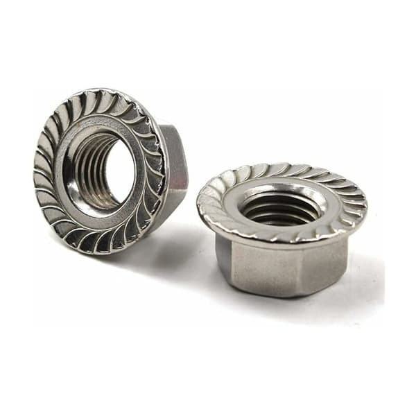 M6 304 Sekskantmutter med flens i rustfritt stål (pakke med 50)