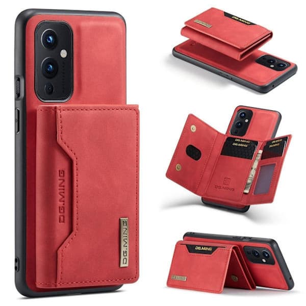 (För OnePlus 9 Pro) DG.MING M2-serien Avtagbart Läderfodral - Kaki rød