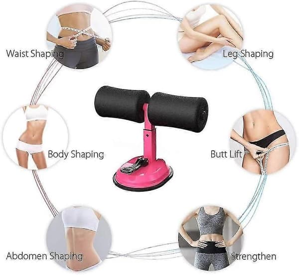 Selvsugende Situp Bar, Sit Up Assist Device, håndholdt, bærbar, multifunktionel maveøvelsesværktøj, pink