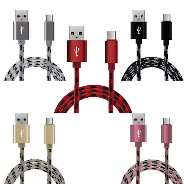 5-pack 2m Flätade Lightning-kablar Laddnings- och Datakabel för iPhone 11 13 14