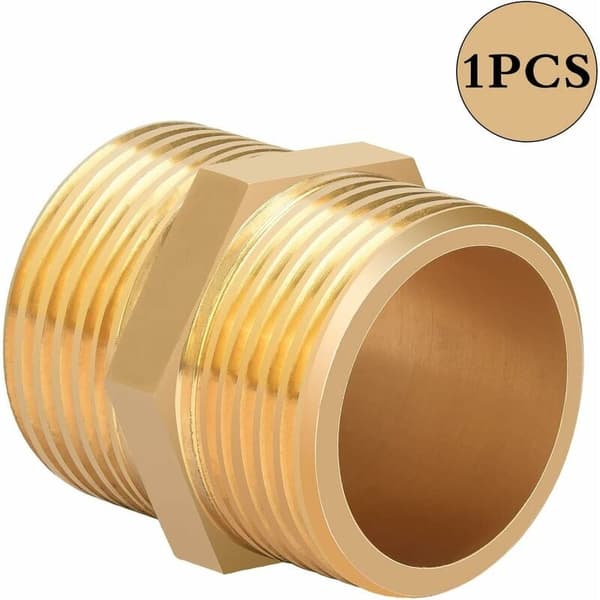 Tunge messingrøradapterfittings, solid messing haveslangeadapter til VVS og centralvarme, designet med præcision NPT han sekskantnippel til