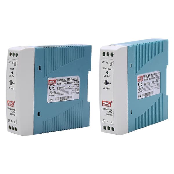 2 kpl MDR-20 20W DIN-kisko virtalähde AC-DC ohjain jännitteensäädin virtalähde 110V 220V, 12V &