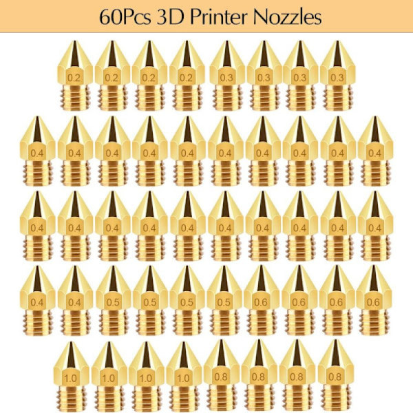 70 stk. 3D-printerdysesæt MK8 ekstruderdyser print