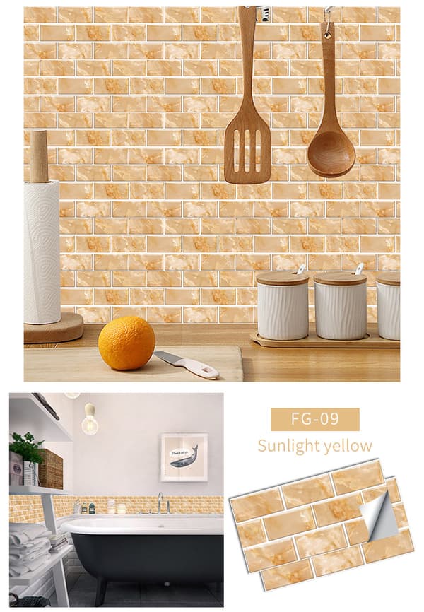 Ljusgul väggdekal 15 cm × 30 cm × 12 ark Light Yellow