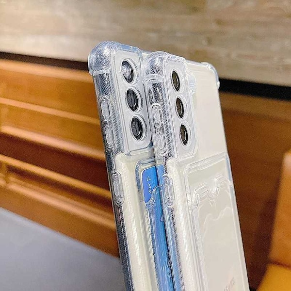 Stöttåligt Skal med Kortfack Förstärkta Hörn Samsung S22 Plus Transparent