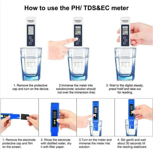 One Piece PH-meter, 4 i 1 Swimmingpool PH-tester Elektronisk TDS