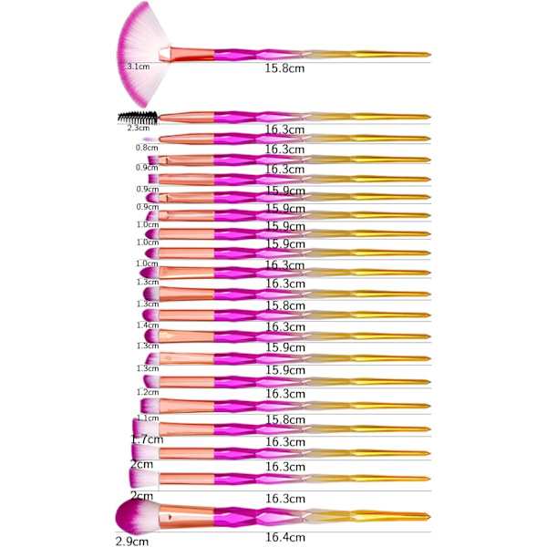 Makeupbørster, 20 pak professionelle makeupbørster, Foundation P