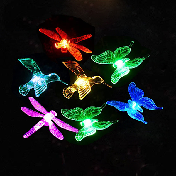 3 Pak Multifarvede Skiftende LED Solcellehavelys i Sommerfuglform