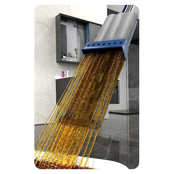 Golvrengöringsmopp Hands-Free Squeeze Mops Hemstädning Mikrofiber Roterande Mopp Golvtvätt Kvastar, Marinblå