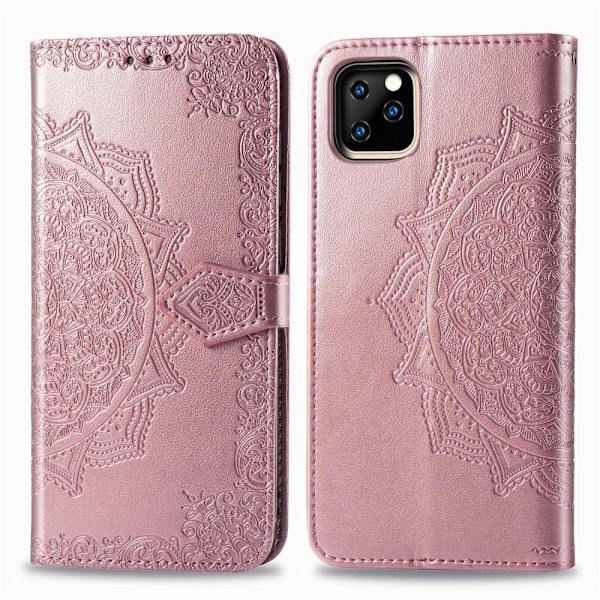 iPhone 11 Pro Max - Mandala Läder Fodral - Roségul Roséguld Roséguld