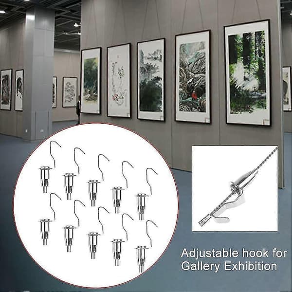 10 stk. Metall Kunstgalleri Justerbare Display Kunst Bildehenger Kroker