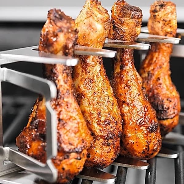 BBQ Grill - Kyllinglår- og vingegrill i rustfritt stål, multifunksjonell