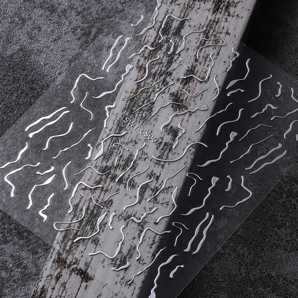 10 Aurora Line Nail Art Stickers - Sølv Selvklæbende Neglestick