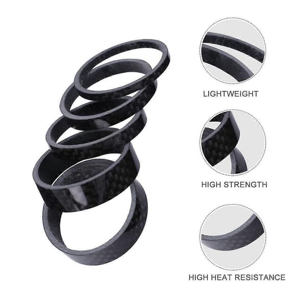 1 sæt med 5 stk. cykel carbonfiber headset gaffel afstandsstykker sæt styr skive ring pakning