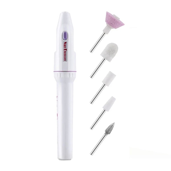 Elektrisk Nagelfil - 5x Huvuden Vit