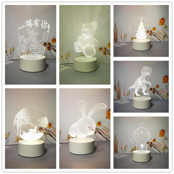 3D LED Varmt Nattlys USB Skrivebord Soverom LED-lys Gave til