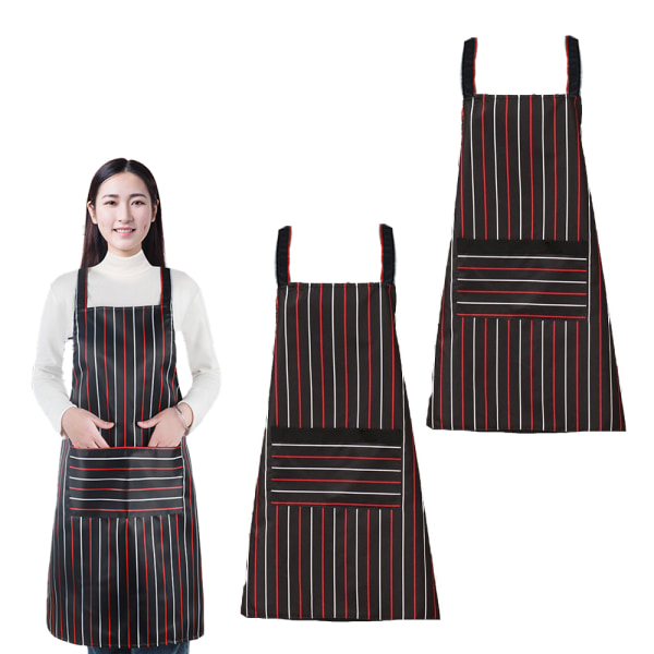 2-pack köksförkläden, justerbart haklapp mjukt kockförkläde