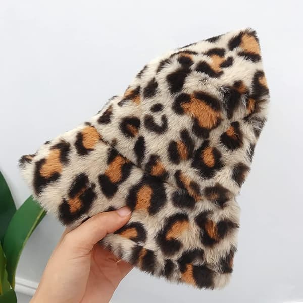 Pelslue Fluffy Bøttehatt Vinter Fiskerhatt for Kvinner Jenter (L