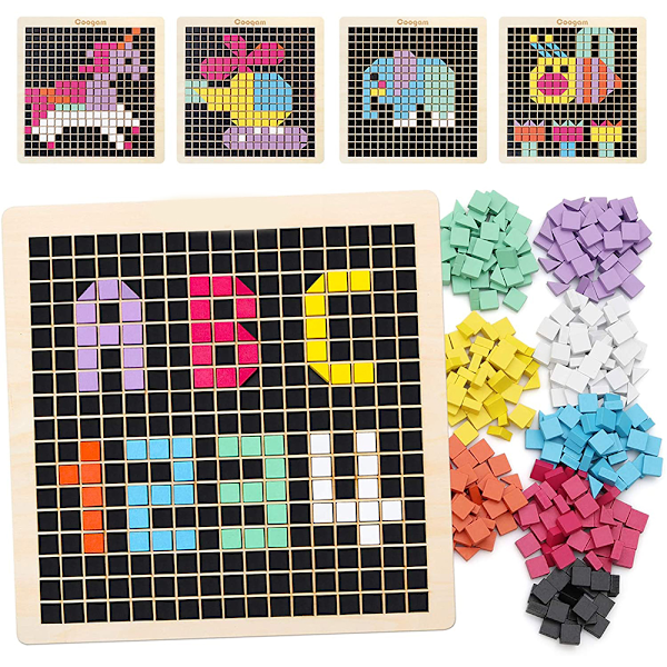 Inspirerande Mosaikpusselset, Kreativitetsutvecklande Byggklossar för Oändliga Mönster, Pedagogiska STEM-leksaker med Geometriska Former, 370 Delar
