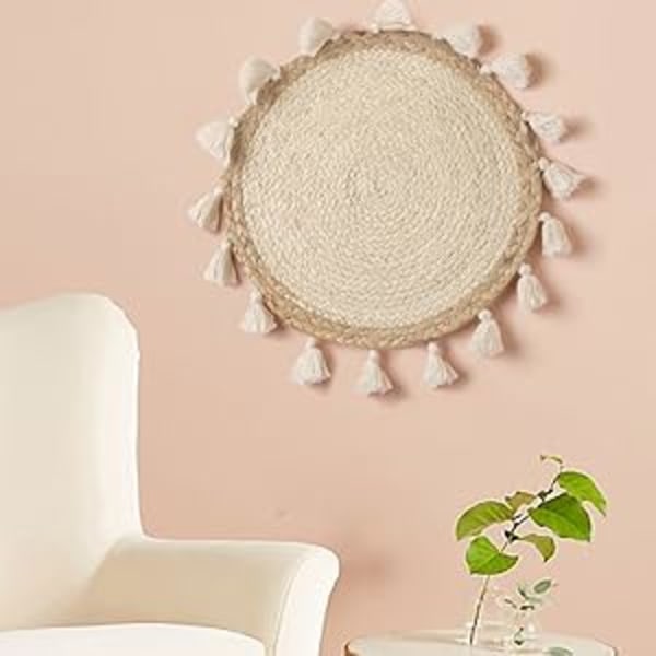 Rund Boho Makramé Tapestry, Utsökt Väggkonst För En Stilfull Touch I Ditt Hem, Tillverkad Med Kärlek Av Skickliga Hantverkare (Set Om 3)