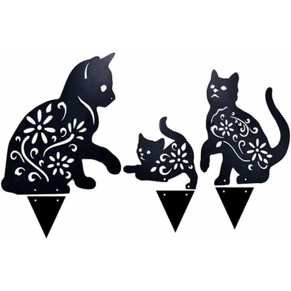 Sort Kat Havekunst Metal Statuer Dekoration, 3 STK Kat Hul Ou