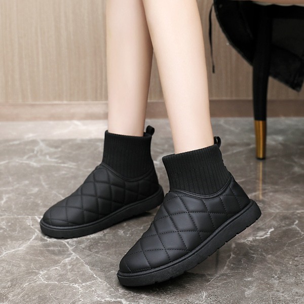 Damskor Snöskor Halksäkra Vinterskor Varma Fuskpälsfodrade Ankelboots Utomhus Bekväma Sockboots för Kvinnor