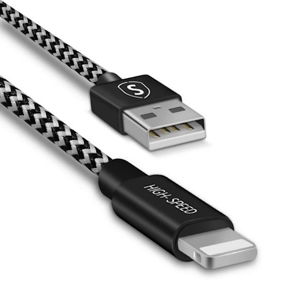 SiGN Skin Lightning Kabel 2.4A, 3m - Svart/Vit Svart