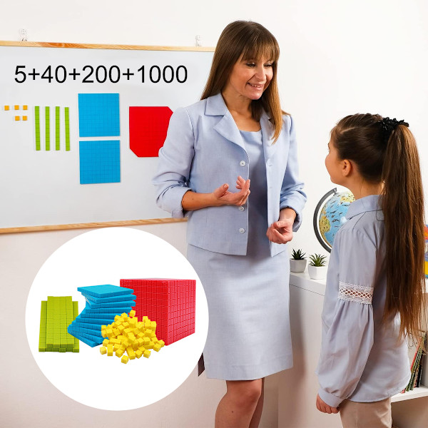 Pedagogiska Matematiska Manipulativa, Bas Tio Block för att Förbättra Räknefärdigheter hos Unga Elever, Perfekt för Undervisning i Klassrum och Hemma, 100 Gula