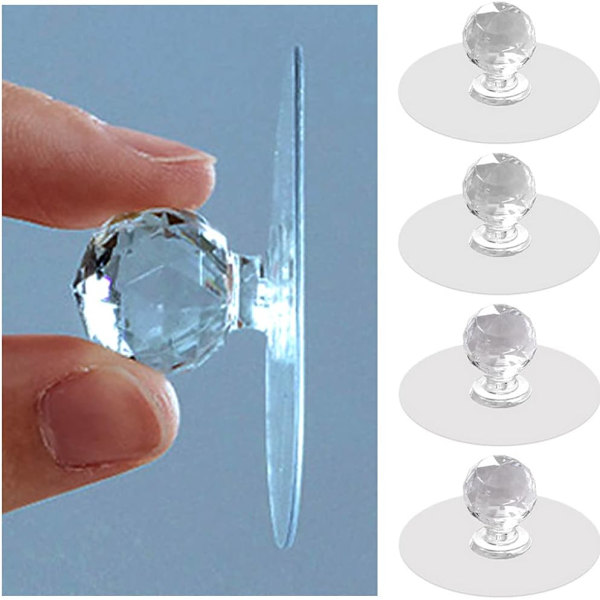 Transparenta skåpsknoppar, diamantformade kristallhandtag