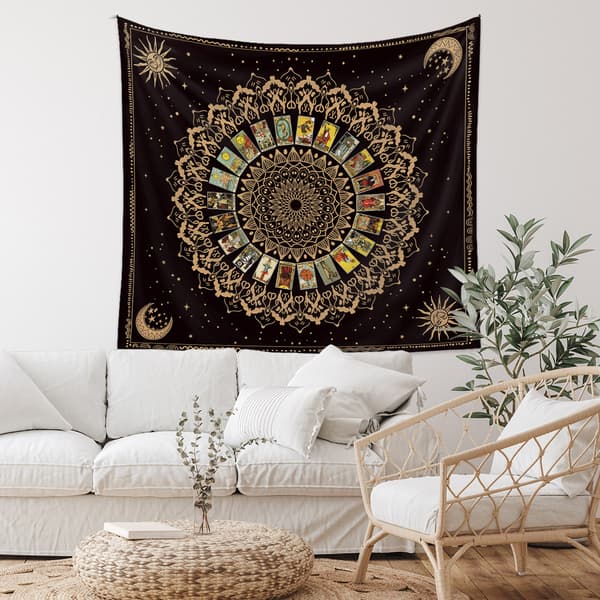 150×200cm Sort Tarot-stil Gobelin, Dekorativ Gobelin,