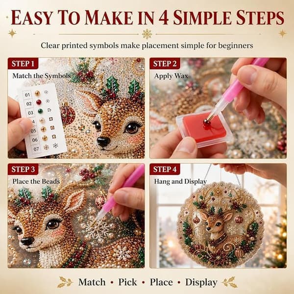 DIY Juleperlemaleri-kunstkit, Diamantkunst-ophængssæt til voksne, Vægophængssæt til pynt (Rangifertarandus) Rangifertarandus