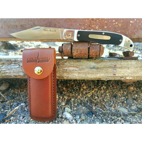 Cold Steel - RANCH BOSS II - Stor fällkniv med läderväska Brun