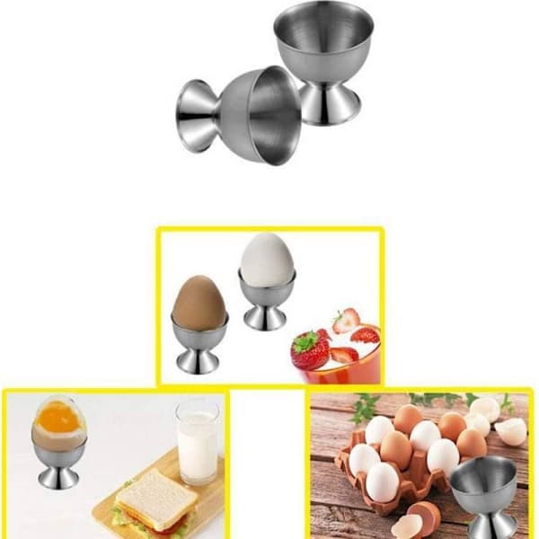 *4-delt eggkoppsett, eggkopper i rustfritt stål, flatt eggkoppsett,*