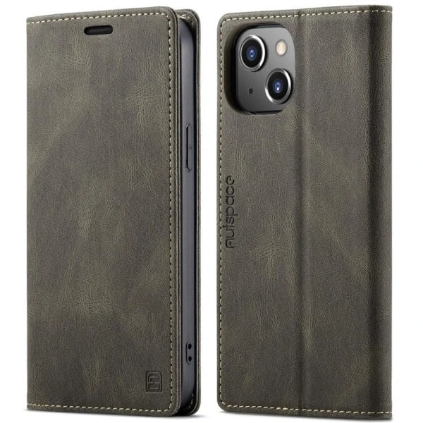 iPhone 13 - Fodral Premium Läder RFID Skyddat Brun Brown