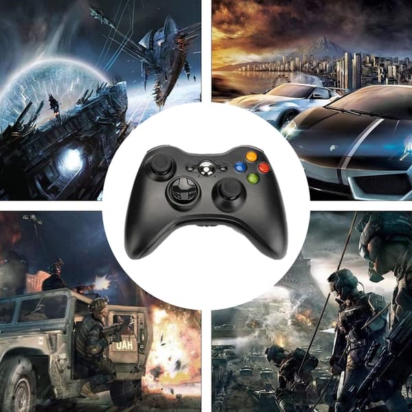 Trådløs controller til Xbox 360, ergonomisk design, endeløs gameplay gamepad med trådløs forbindelse og justerbar D-pad, komfortabelt greb med black