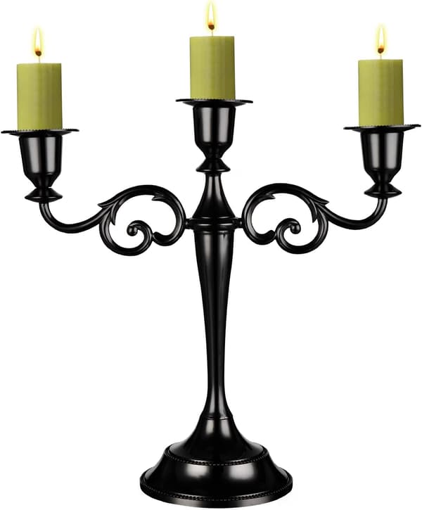 Holder 3-armet metal lysestage til koniske stearinlys, vintage lysestage