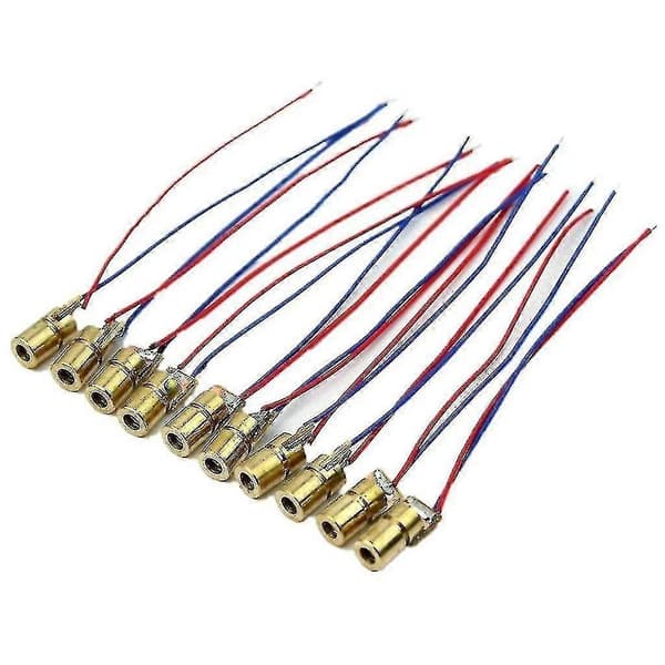 10 stk. 5V 650nm 6mm 5mW Mini Laser Dot Diode Modul Kobberhode Rød