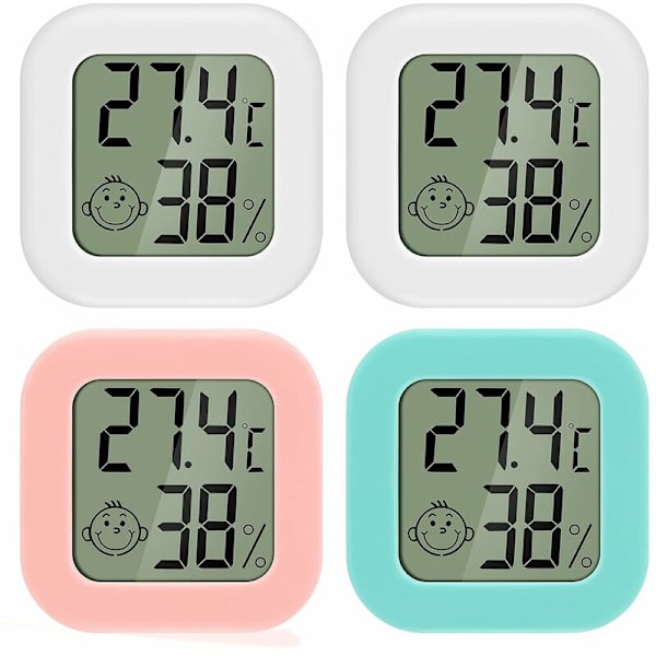 Mini LCD Digitalt Innendørs Termometer Hygrometer 4 Stk Termo Hygro