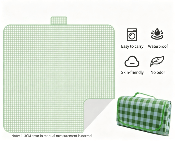 Grønn Grid Bærbar Sammenleggbar Piknikmatte green 1.5m*2m