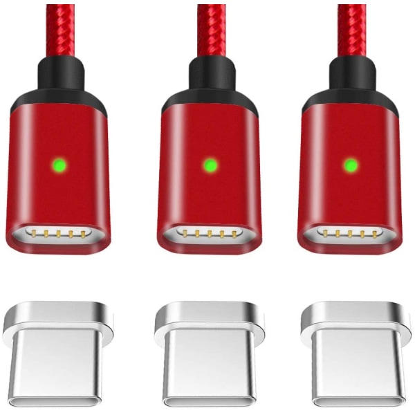 Magnetisk kabel, 2-pack 2.1A laddningskablar Magnetisk USB typ C