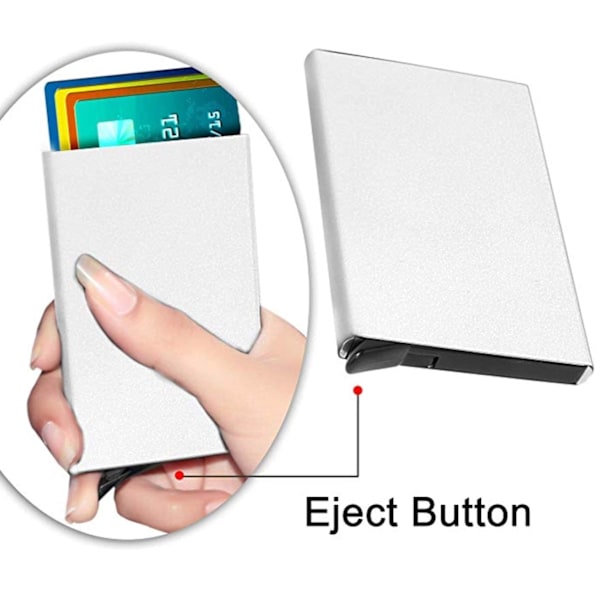 2x Silver korthållare skjuter Fram 5 kort - RFID säker Silver one size