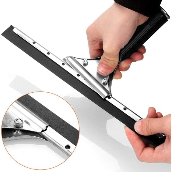 Hållbar skrapa med ergonomiskt grepp, lämplig för kök, fönster, badrum, bil, rostfritt stål, bredare blad, halkfri