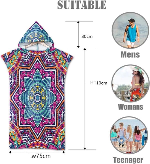 1 stk Boho Poncho Strandhåndkle, Sport Surfing Hettegenser Badehåndkle Robe